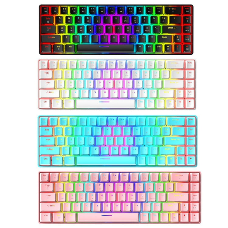 T8 68 Keys Mechanical Gaming Keyboard RGB Backlit Wired Keyboard, Cable Length:1.6m(White RGB Red Shaft)