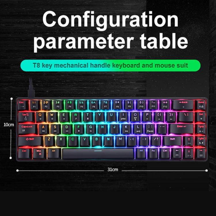 T8 68 Keys Mechanical Gaming Keyboard RGB Backlit Wired Keyboard, Cable Length:1.6m(Black Tea Shaft)