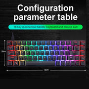 T8 68 Keys Mechanical Gaming Keyboard RGB Backlit Wired Keyboard, Cable Length:1.6m(Pink Green Shaft)