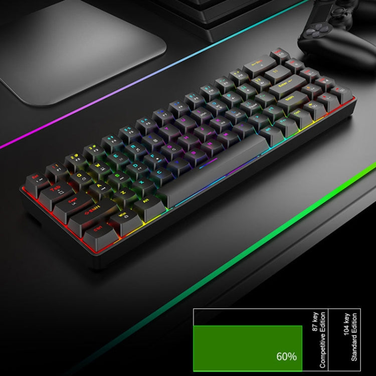 T8 68 Keys Mechanical Gaming Keyboard RGB Backlit Wired Keyboard, Cable Length:1.6m(White Green Shaft)