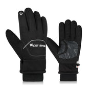 WEST BIKING YP0211221 Winter Warm Fleece Riding Gloves Non-Slip Water-resistant Touch Screen Gloves, Size: L(Black)