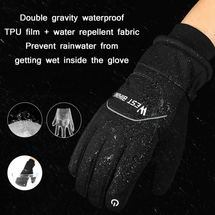WEST BIKING YP0211221 Winter Warm Fleece Riding Gloves Non-Slip Water-resistant Touch Screen Gloves, Size: L(Black)