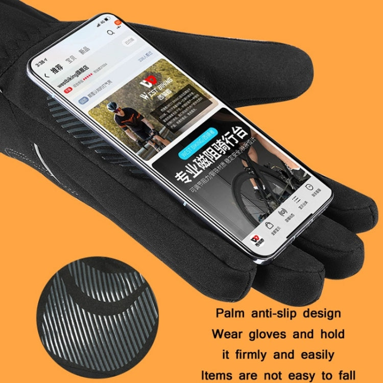 WEST BIKING YP0211221 Winter Warm Fleece Riding Gloves Non-Slip Water-resistant Touch Screen Gloves, Size: L(Black)