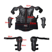 GHOST RACING Motorcycle Protective Gear Children Safety Riding Sport Vest + Knee Pads + Elbow Pads Protective Suit(Black)