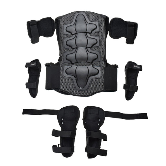 GHOST RACING Motorcycle Protective Gear Children Safety Riding Sport Vest + Knee Pads + Elbow Pads Protective Suit(Black)