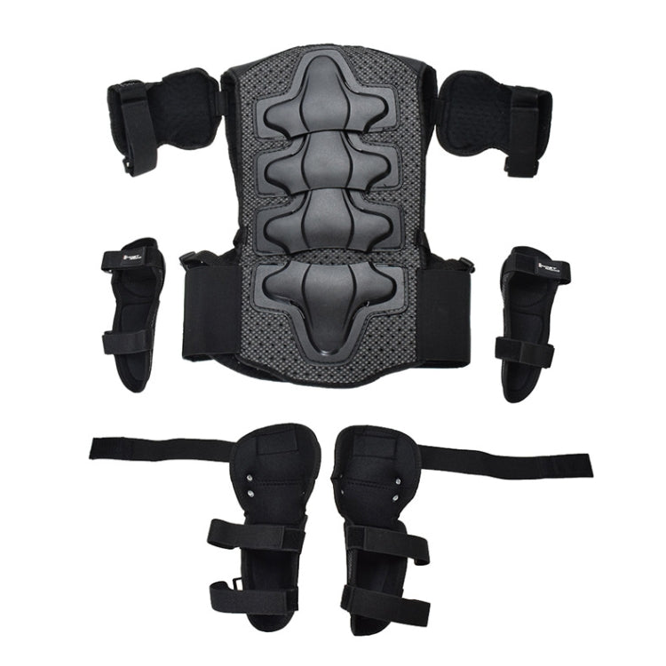 GHOST RACING Motorcycle Protective Gear Children Safety Riding Sport Vest + Knee Pads + Elbow Pads Protective Suit(Black)