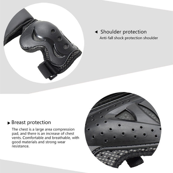 GHOST RACING Motorcycle Protective Gear Children Safety Riding Sport Vest + Knee Pads + Elbow Pads Protective Suit(Black)
