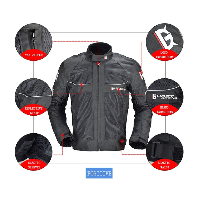 GHOST RACING GR-Y05 Motorcycle Cycling Cloth Men Knight Racing Jacket Keep Warm Anti-Fall Locomotive Off-Road Suit, Size: L(Black)