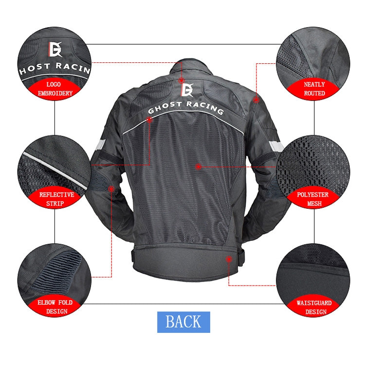 GHOST RACING GR-Y05 Motorcycle Cycling Cloth Men Knight Racing Jacket Keep Warm Anti-Fall Locomotive Off-Road Suit, Size: L(Black)