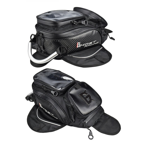 GHOST RACING GR-YXB08 Motorcycle Bag Touch Navigation Fuel Tank Package Dust Waist Bag(With Magnet (Black))