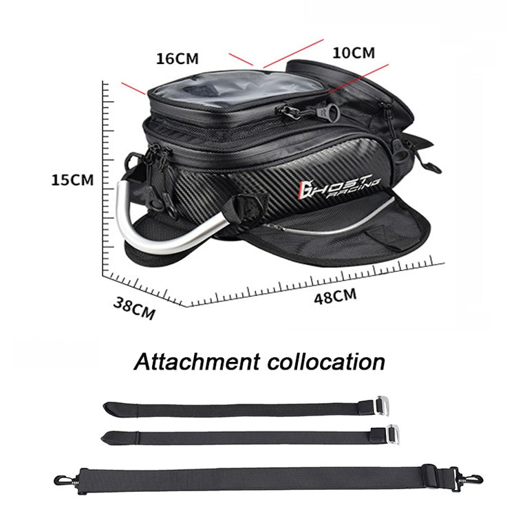 GHOST RACING GR-YXB08 Motorcycle Bag Touch Navigation Fuel Tank Package Dust Waist Bag(With Magnet (Black))