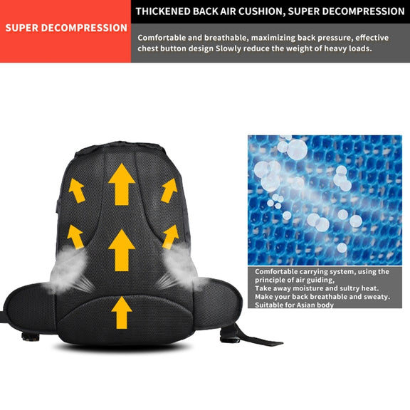 GHOST RACING GR-BB02 Men Motorcycle Riding Backpack Helmet Hard Shell Backpack Locomotive Travel Computer Bag(Black)