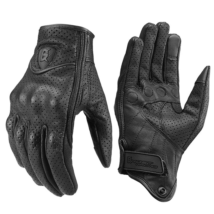 GHOST RACING GR-ST06 Breathable Touch Screen Motorcycle Riding Leather Gloves Anti-Fall Locomotive Gloves, Size: XL(Black) - Locomotive Gloves by GHOST RACING | Online Shopping South Africa | PMC TechLife | Buy Now Pay Later Mobicred