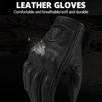 GHOST RACING GR-ST06 Breathable Touch Screen Motorcycle Riding Leather Gloves Anti-Fall Locomotive Gloves, Size: XL(Black) - Locomotive Gloves by GHOST RACING | Online Shopping South Africa | PMC Jewellery | Buy Now Pay Later Mobicred
