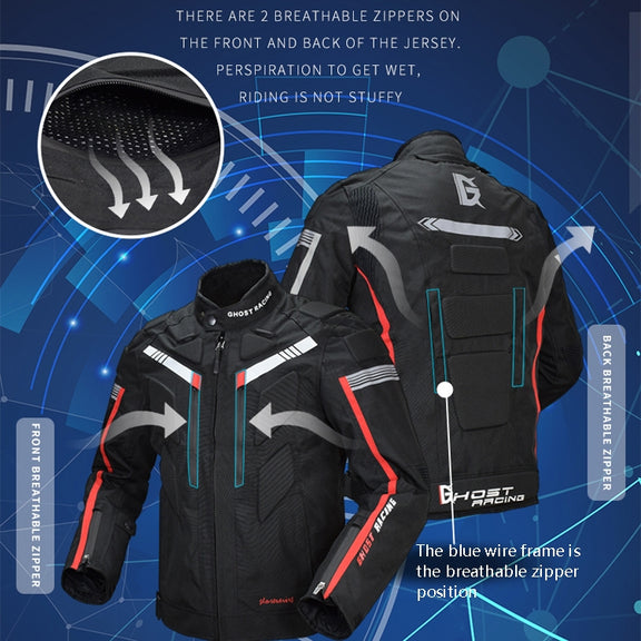 GHOST RACING GR-Y07 Motorcycle Cycling Jacket Four Seasons Locomotive Racing Anti-Fall Cloth, Size: M(Light Grey)