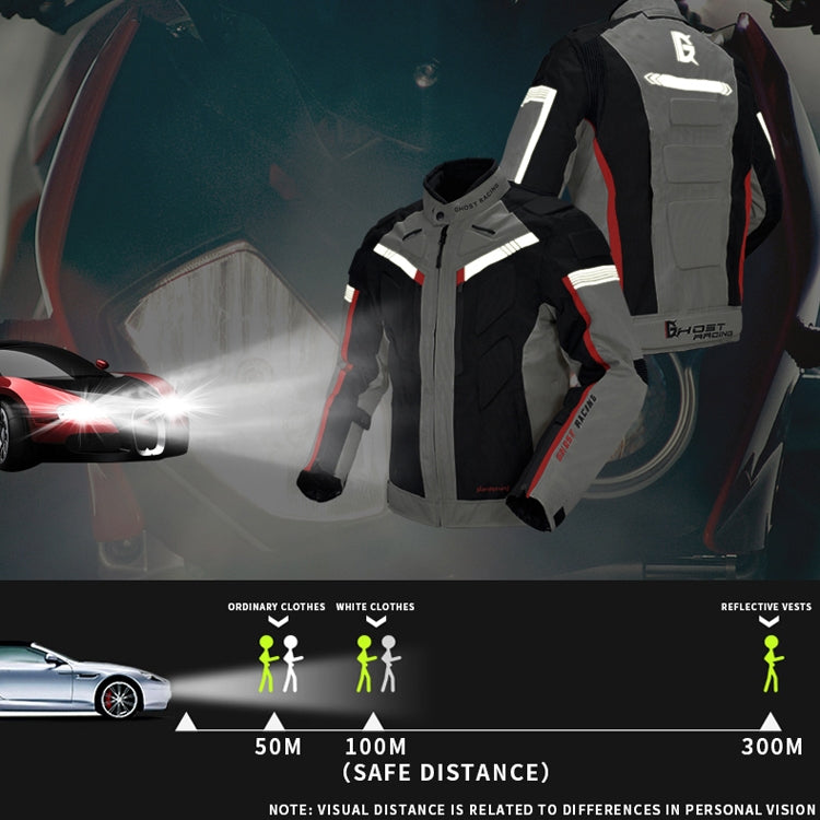 GHOST RACING GR-Y07 Motorcycle Cycling Jacket Four Seasons Locomotive Racing Anti-Fall Cloth, Size: M(Light Grey)