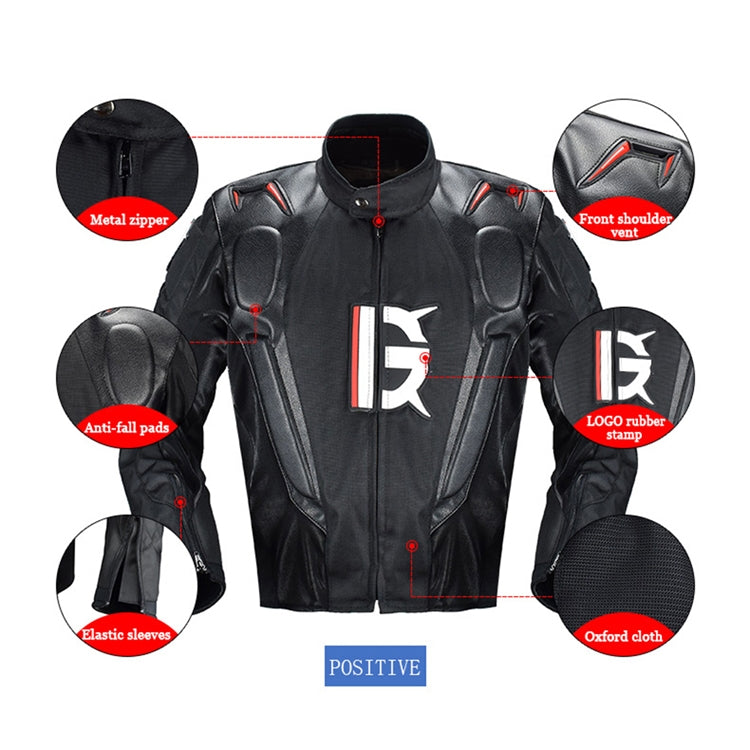 GHOST RACING GR-Y09 Motorcycle Four Seasons Racing Suit Locomotive Riding Anti-Fall Rally Suit, Size: XXL(Black)