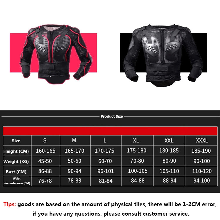 GHOST RACING F060 Motorcycle Armor Suit Riding Protective Gear Chest Protector Elbow Pad Fall Protection Suit, Size: XL(Black)