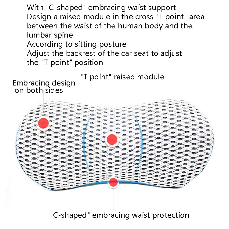 Car Supplies Lumbar Support Memory Foam Car Backrest Lumbar Cushion Seat Cushion Lumbar Pillow, Colour: Comfortable Pink