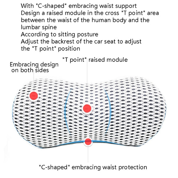 Car Supplies Lumbar Support Memory Foam Car Backrest Lumbar Cushion Seat Cushion Lumbar Pillow, Colour: Orange+Dark Gray