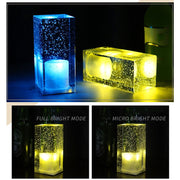 Square Colorful LED Crystal Lamp Bar Atmosphere Decorative Light (Lemon Yellow Light)