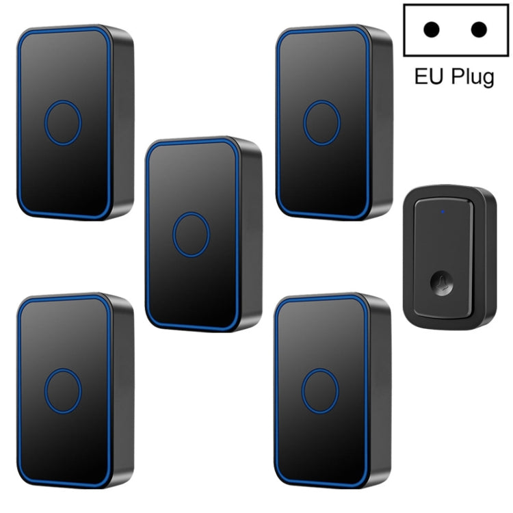 CACAZI A19 1 For 5 Wireless Music Doorbell without Battery, Plug:EU Plug(Black) - Wireless Doorbell by CACAZI | Online Shopping South Africa | PMC TechLife | Buy Now Pay Later Mobicred