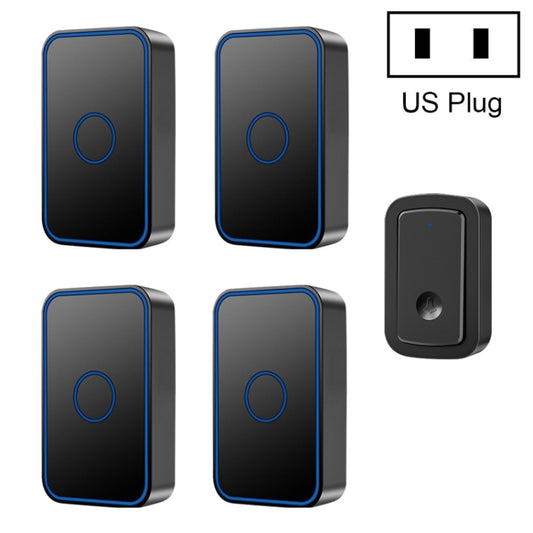CACAZI A19 1 For 4 Wireless Music Doorbell without Battery, Plug:US Plug(Black) - free shipping - PMC Jewellery - Order now!