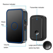 CACAZI A19 1 For 4 Wireless Music Doorbell without Battery, Plug:US Plug(Black)