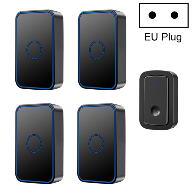 CACAZI A19 1 For 4 Wireless Music Doorbell without Battery, Plug:EU Plug(Black) - free shipping - PMC TechLife - Order now!