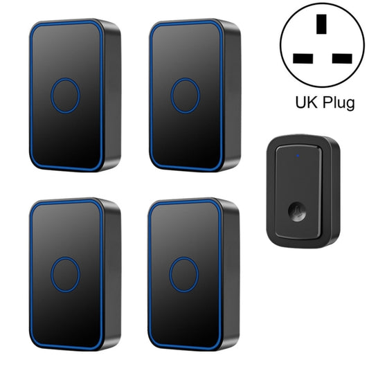 CACAZI A19 1 For 4 Wireless Music Doorbell without Battery, Plug:UK Plug(Black) - free shipping - PMC Jewellery - Order now!