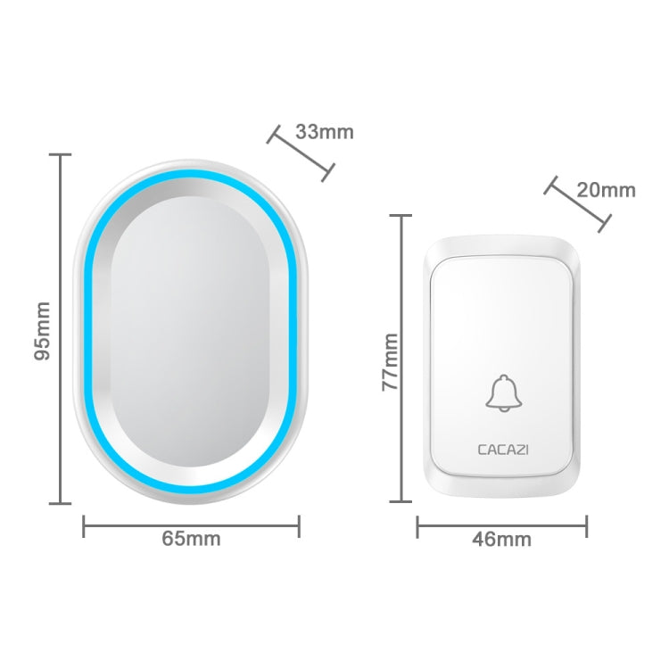 CACAZI A80 1 For 1 Wireless Music Doorbell without Battery, Plug:US Plug(Black)