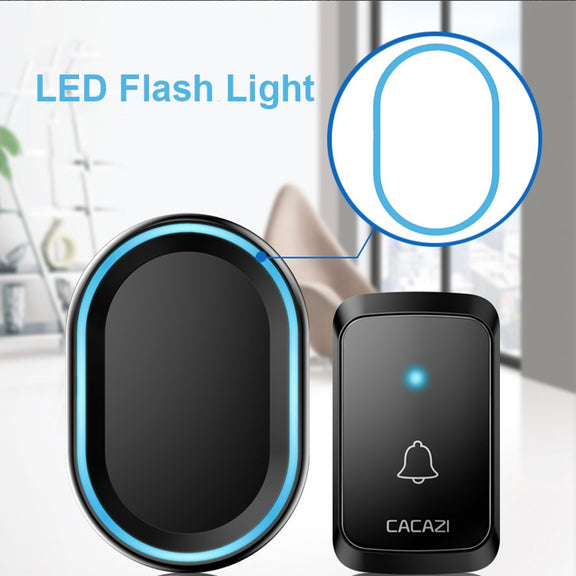 CACAZI A80 1 For 1 Wireless Music Doorbell without Battery, Plug:UK Plug(Black)