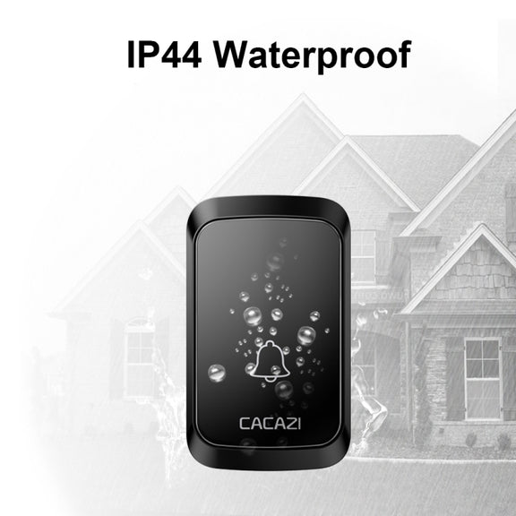 CACAZI A80 1 For 1 Wireless Music Doorbell without Battery, Plug:UK Plug(Black)