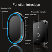CACAZI A80 1 For 1 Wireless Music Doorbell without Battery, Plug:UK Plug(Black)