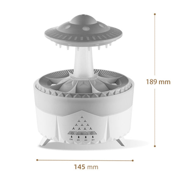 UFO Water Drop Aromatherapy Humidifier Desktop Remote Control Diffuser, Plug: EU Plug(Wood Grain)