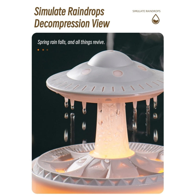 UFO Water Drop Aromatherapy Humidifier Desktop Remote Control Diffuser, Plug: EU Plug(Wood Grain)