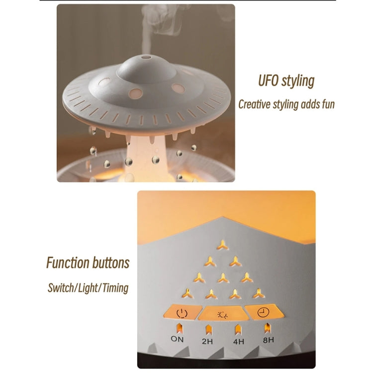 UFO Water Drop Aromatherapy Humidifier Desktop Remote Control Diffuser, Plug: US Plug(Wood Grain)