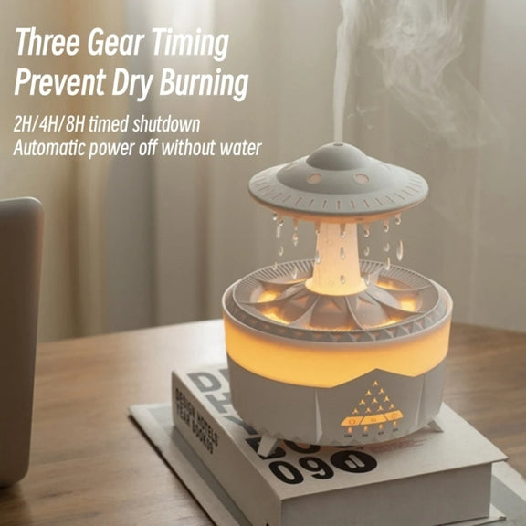 UFO Water Drop Aromatherapy Humidifier Desktop Remote Control Diffuser, Plug: EU Plug(Wood Grain)