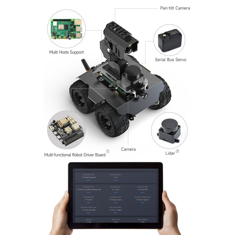 Waveshare WAVE ROVER Flexible Expandable 4WD Mobile Robot Chassis, Onboard ESP32 Module(EU Plug)