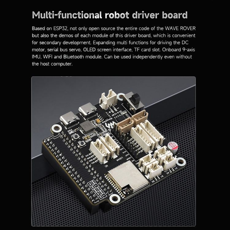 Waveshare WAVE ROVER Flexible Expandable 4WD Mobile Robot Chassis, Onboard ESP32 Module(US Plug) - free shipping - PMC TechLife - Order now!