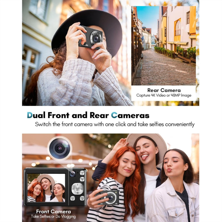 DC308 2.8-Inch 4K HD Front And Rear Dual-Camera 16X Zoom Digital Camera UK Plug(Black) - free shipping - PMC Jewellery - Order now!