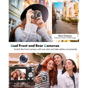 DC308 2.8-Inch 4K HD Front And Rear Dual-Camera 16X Zoom Digital Camera UK Plug(Black)