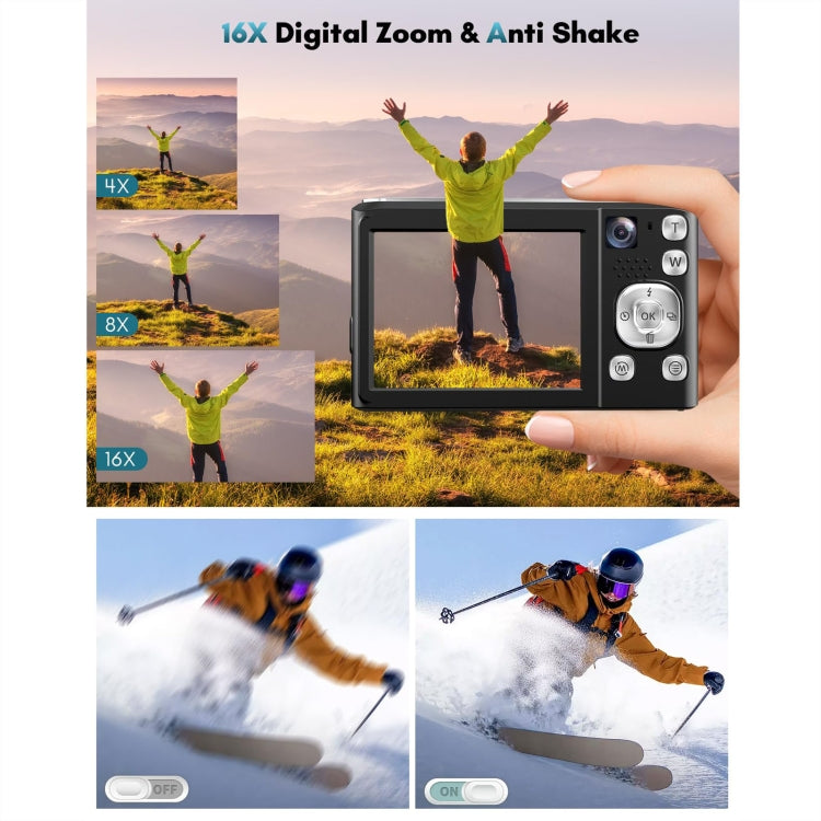 DC308 2.8-Inch 4K HD Front And Rear Dual-Camera 16X Zoom Digital Camera UK Plug(Black) - free shipping - PMC Jewellery - Order now!