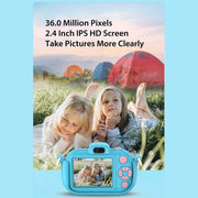 DC502 2.4-Inch 16X Zoom 2.7K Video Recording Children Digital Camera, Color: Blue + 32G(AU Plug)
