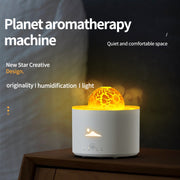 HX-130 Colorful Night Light Planet Desktop Flame Aromatherapy Humidifier, Spec: EU Plug(White)