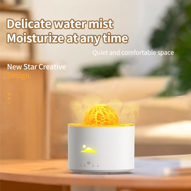 HX-130 Colorful Night Light Planet Desktop Flame Aromatherapy Humidifier, Spec: US Plug(White)