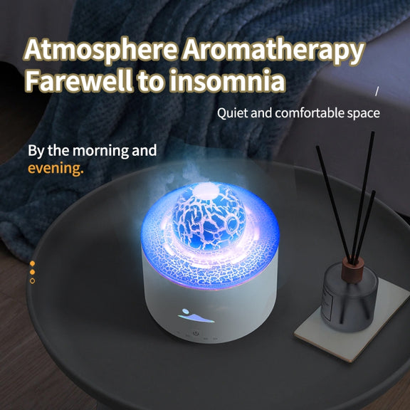 HX-130 Colorful Night Light Planet Desktop Flame Aromatherapy Humidifier, Spec: UK Plug(White)
