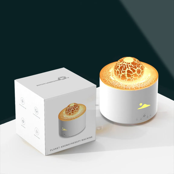 HX-130 Colorful Night Light Planet Desktop Flame Aromatherapy Humidifier, Spec: UK Plug(White)