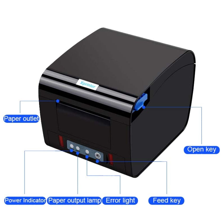 Xprinter XP-D230H 80mm Thermal Express List Printer with Sound and Light Alarm, Style:LAN Port(UK Plug)