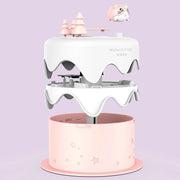 M328 Battery Type Mini Desktop Night Light Cartoon Cake Silent Spray Humidifier(Pink)